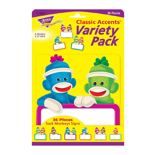 Classic Accents Sock Monkeys Signs Variety Pack [pk-36]