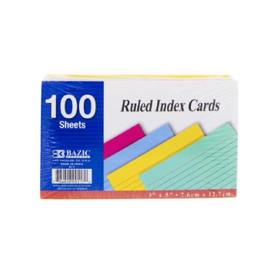 Index Card 3" X 5" Colors [pk-100]