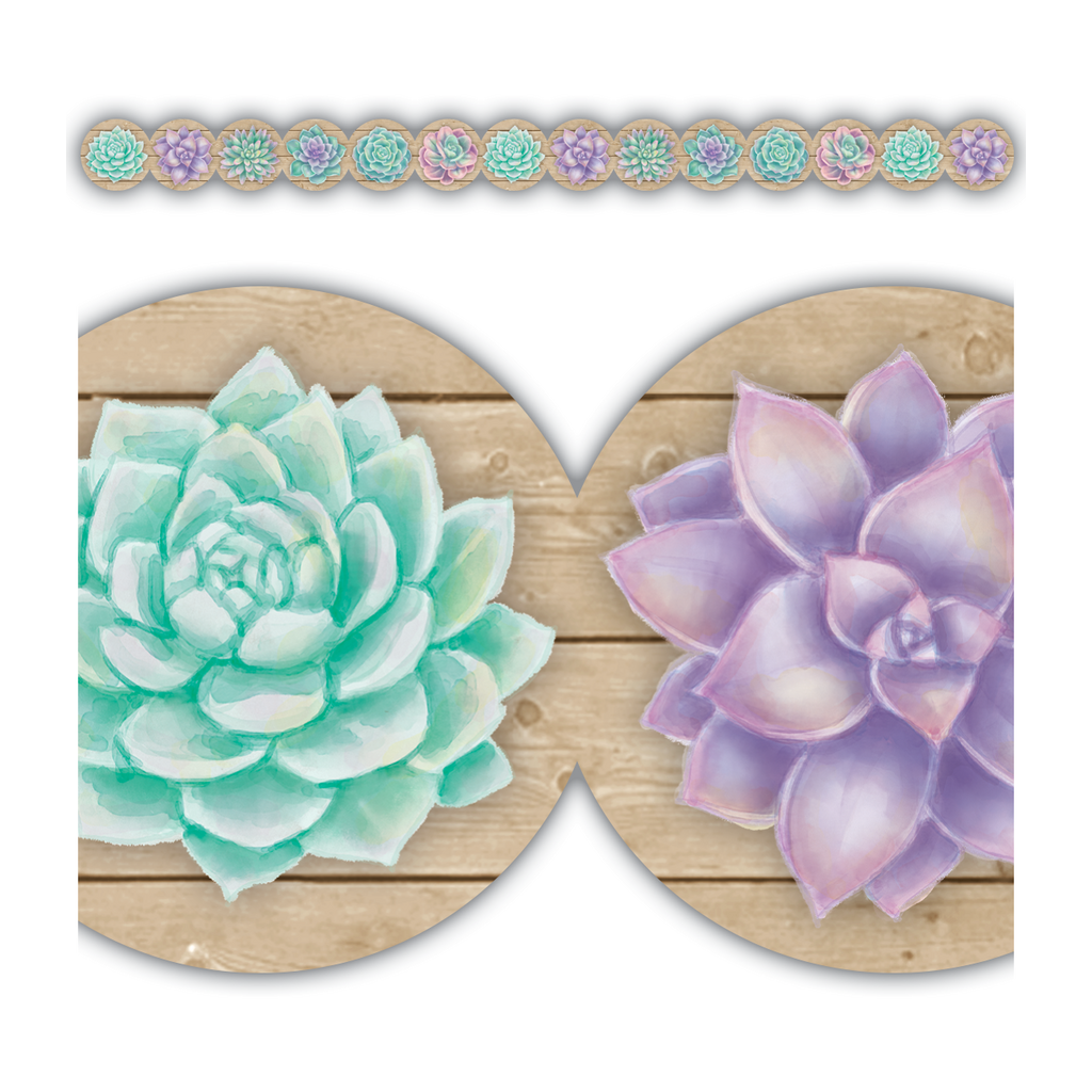 Rustic Bloom Succulents Die-Cut Border Trim