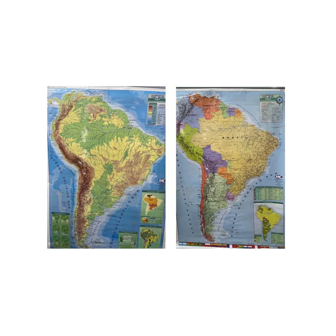 Laminated Wall Map America del Sur 36" x 48"