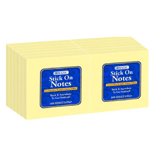 Sticky Notes 3" x 3" Yellow [pk-12]