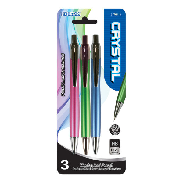 Mechanical Pencils 0.7mm Crystal [pk-3]