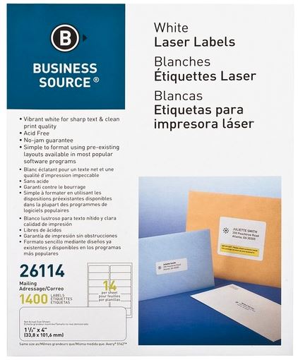 Label Laser/IJ 1-1/3 x 4" Wht [bx-1400]