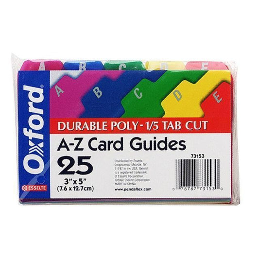 Index Card Divider 3" x 5" A-Z Plastic