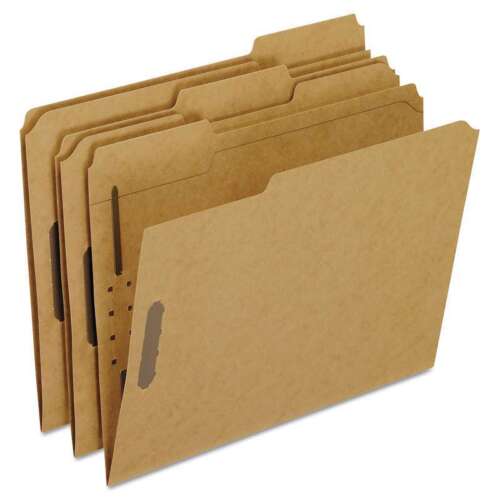 Kraft Folders with Two Fasteners, 1/3-Cut Tabs, Letter Size [bx-50]