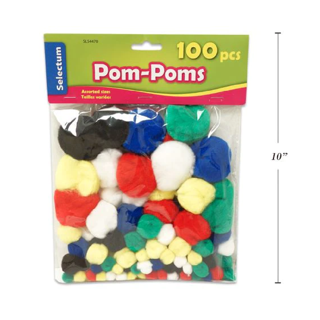 Craft Pom Poms Assorted [pk-100]