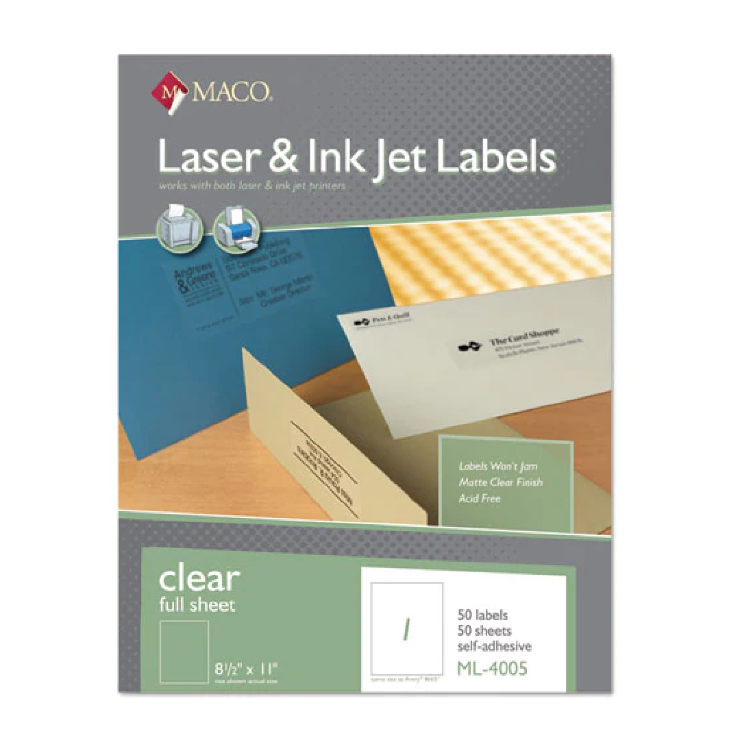 Label Laser 8-1/2 x 11" Clear [bx-50]