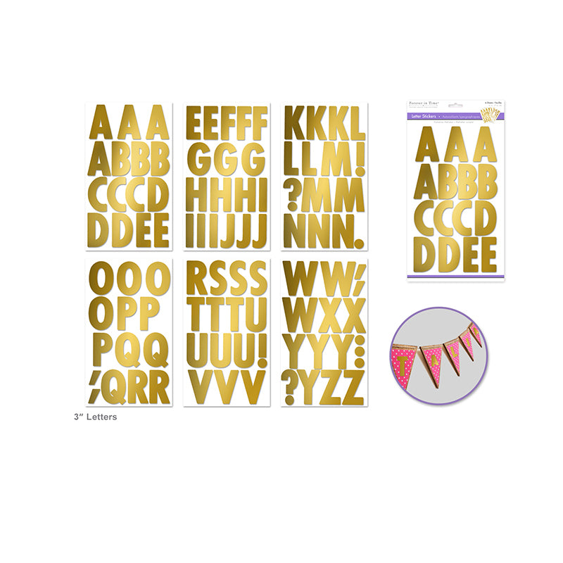 Letters Stickers Gold 3"