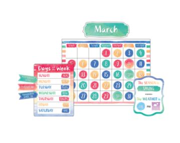 Watercolor Calendar Bulletin Board Display Set