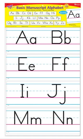 Basic Alphabet Zaner-Bloser Manuscript Bulletin Board Set