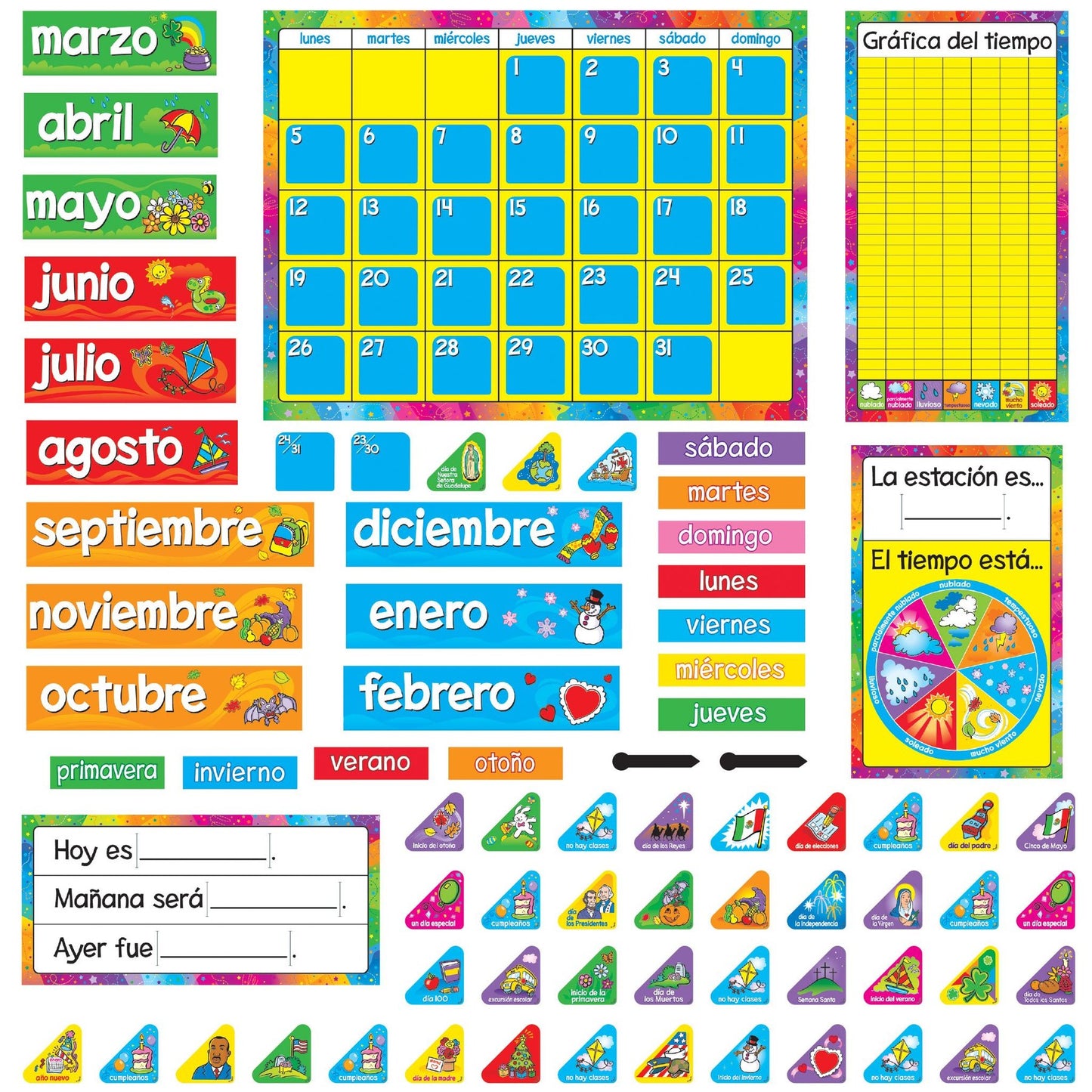 Calendario Anual (Spanish) Bulletin Board Set