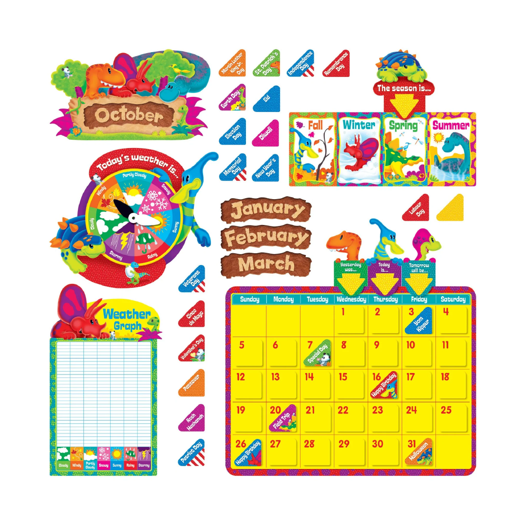 Dino-Mite Pals Calendar Bulletin Board Set