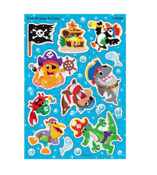 Fish Pirates & Crew Sparkle Stickers – Large