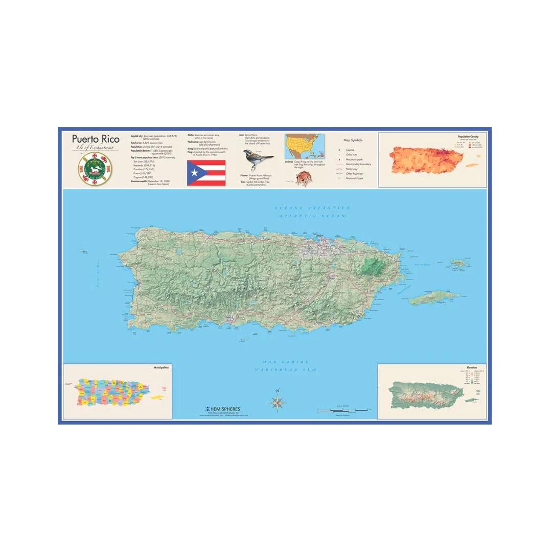 Wall Map Puerto Rico Laminated 26