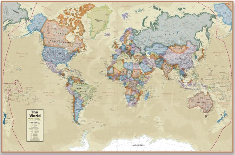 Wall Map World Laminated 24 X 36 Humacao School Supply   WPGWG12 