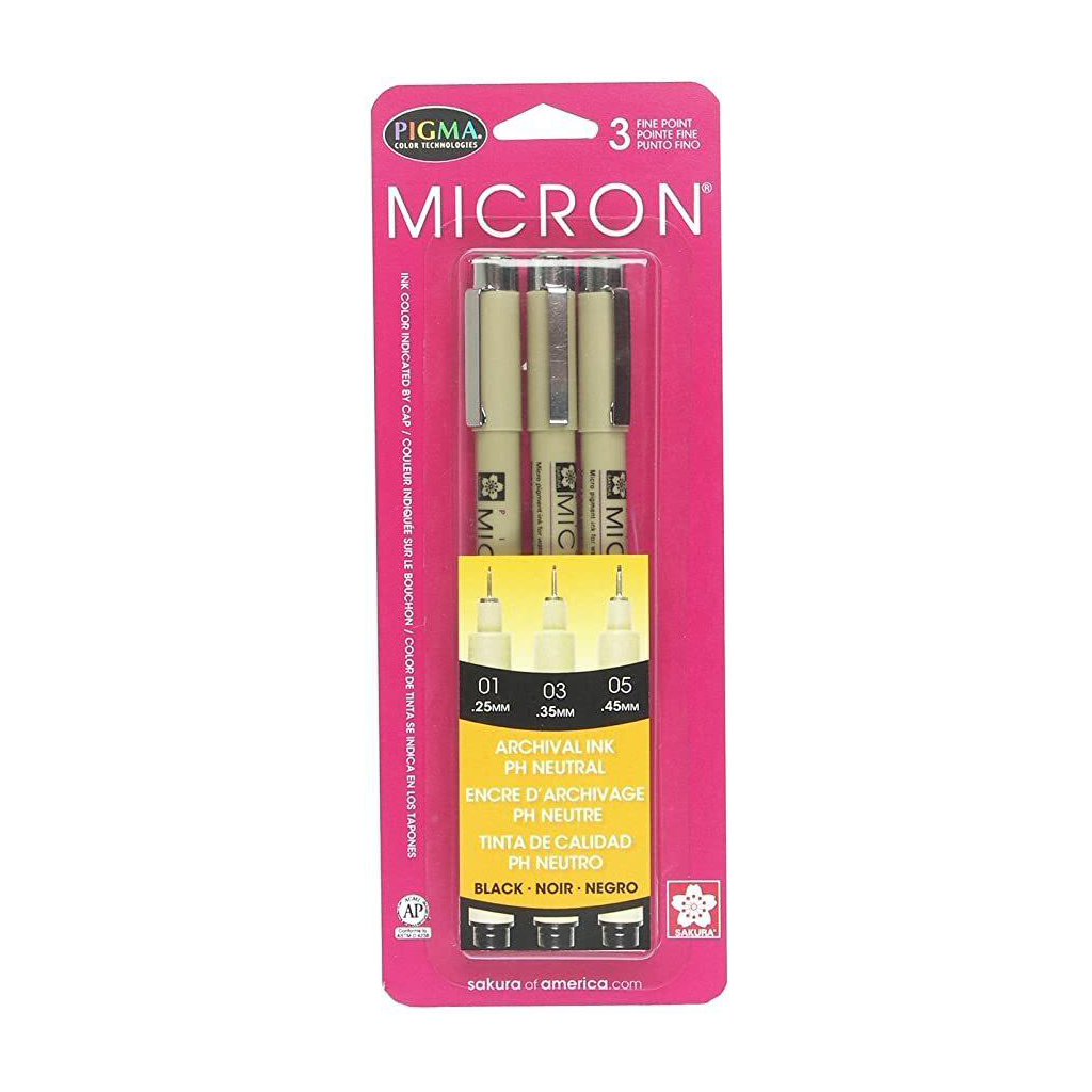 Micron Drawing 3 Illustration Pen Set (01, 03, 05)